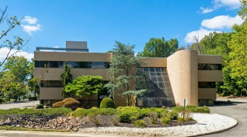 Exterior view Vein Treatment Clinic a modern medical office building under a clear blue sky.