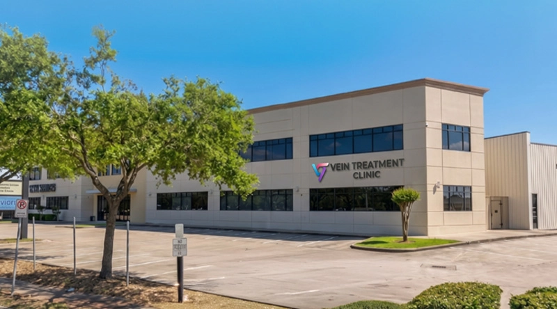 Exterior view of VIP Medical Group Medical Center - Houston, a modern medical office building under a clear blue sky.